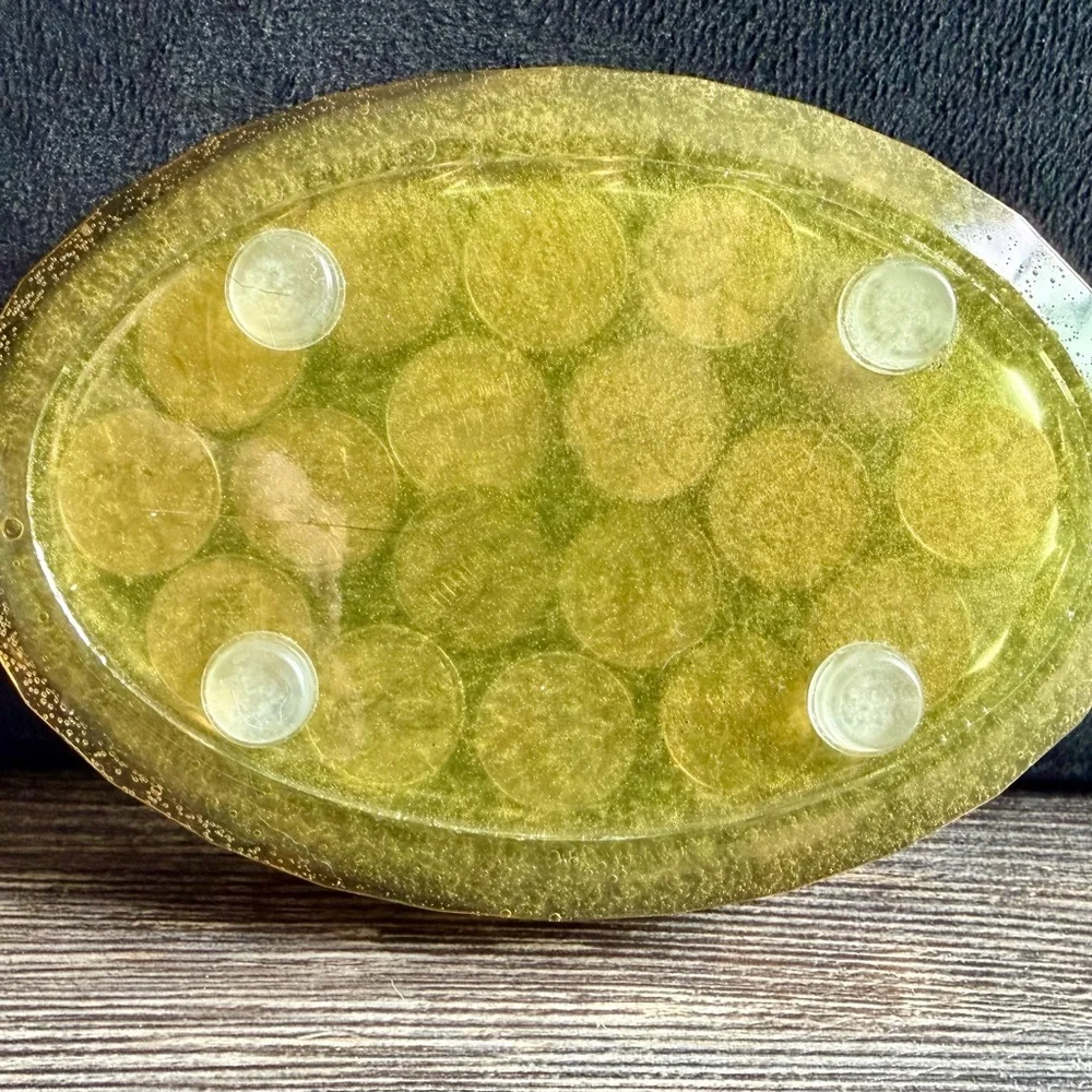 Unique Green and Copper Penny Tray/Trinket Dish/Soap Dish